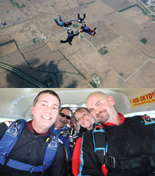 EnVista's Jimmy Benefield (left) took up skydiving about five years ago and has about 200 jumps under his belt